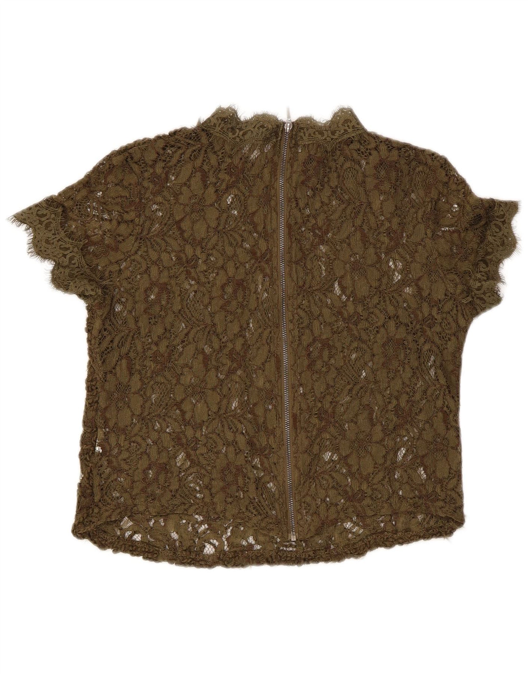 Bluză transparentă din dantelă pentru femei Zara UK 8 Small Khaki
