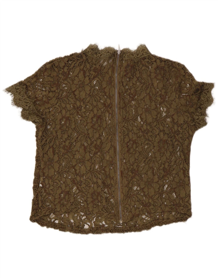 Bluză transparentă din dantelă pentru femei Zara UK 8 Small Khaki
