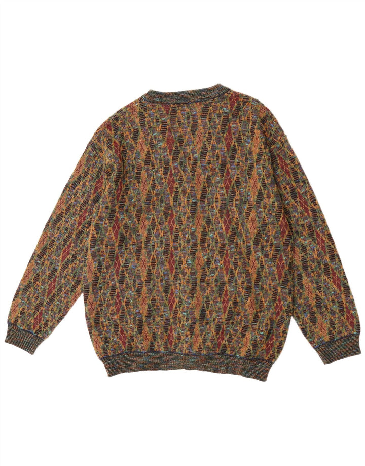 Suspence Mens Cardigan Sweater Medium Multicoloured Argyle/Diamond