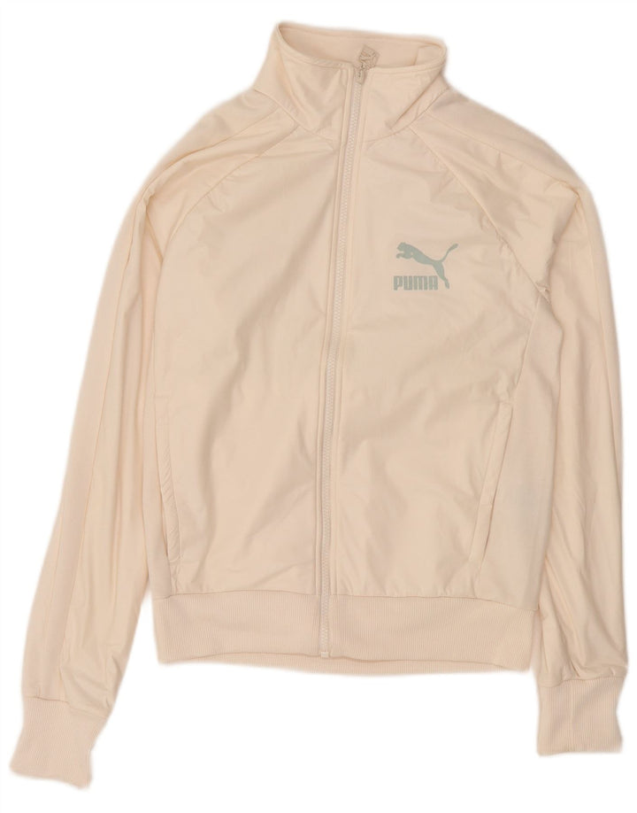 Jachetă de top cu trening grafic Puma pentru femei UK 6 XS poliester alb
