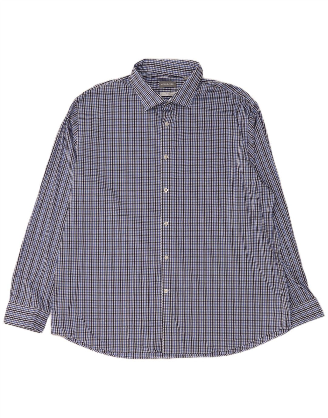 Cămașă pentru bărbați MICHAEL KORS Slim Fit Mărimea 18 1/2 2XL Bumbac cu carouri albastre