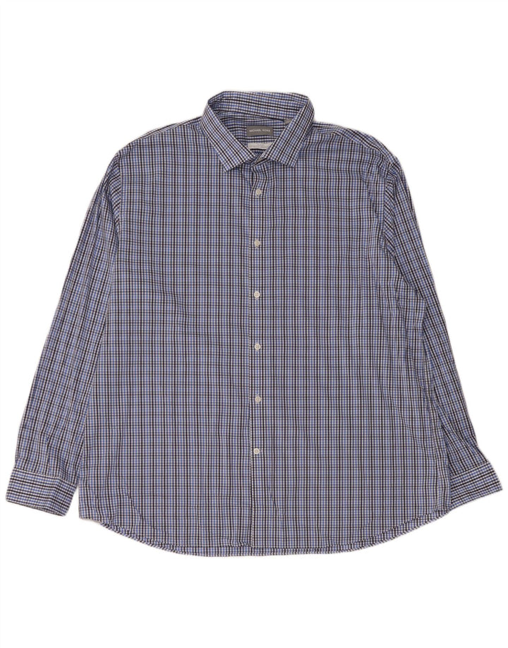 Cămașă pentru bărbați MICHAEL KORS Slim Fit Mărimea 18 1/2 2XL Bumbac cu carouri albastre