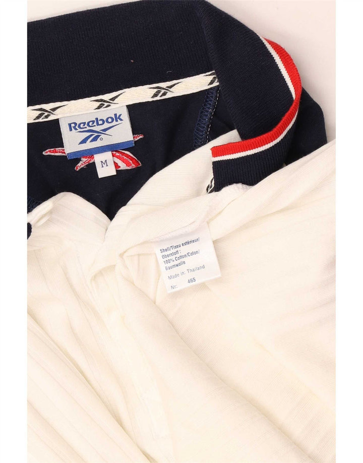 Tricou polo Reebok pentru bărbați, bumbac color bloc alb mediu