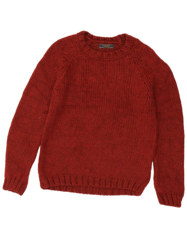 Pulover pentru bărbați Zara, cu gât de barcă, mare, acrilic, burgundă