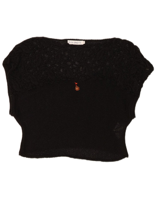 Bluză Elisa Cavaletti pentru femei Crop Knit Top UK 16 Large Black Acrylic