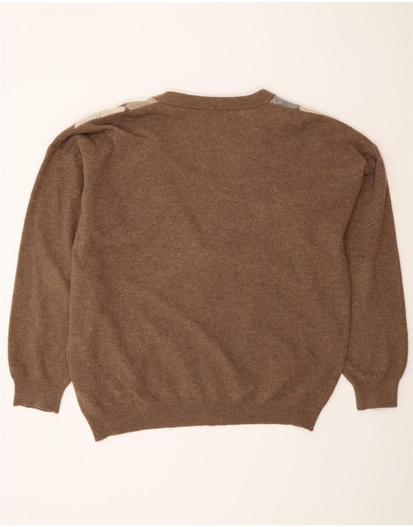 Pulover cardigan pentru bărbați MONELLO IT 52 Maro mare Argyle/Lână diamant