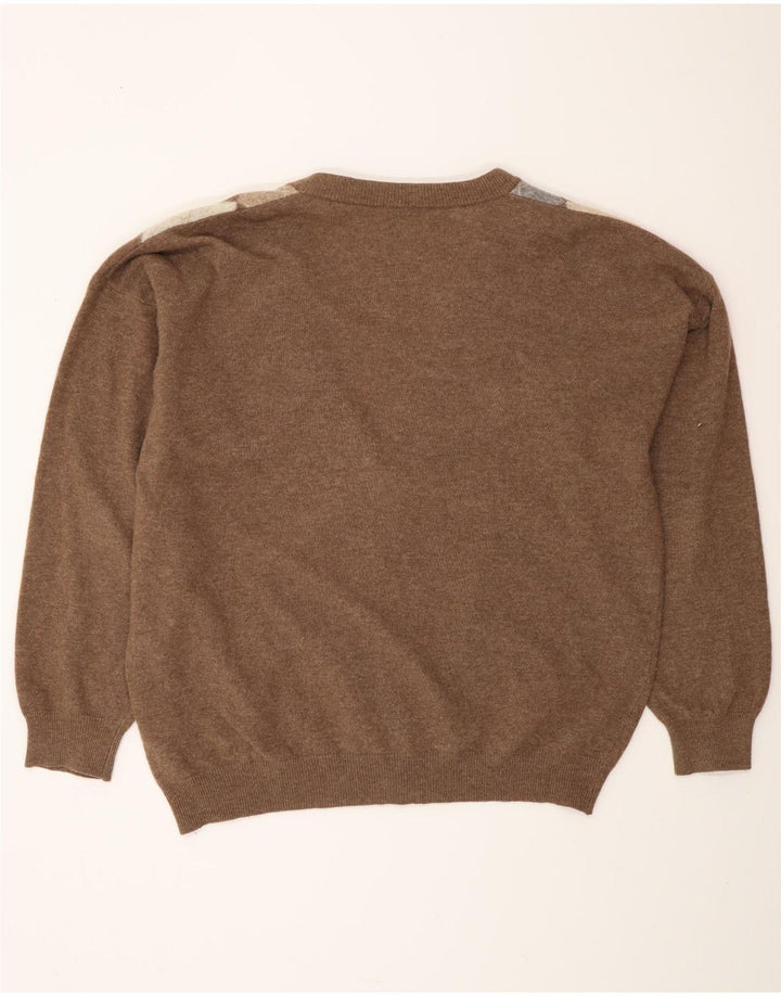 Pulover cardigan pentru bărbați MONELLO IT 52 Maro mare Argyle/Lână diamant