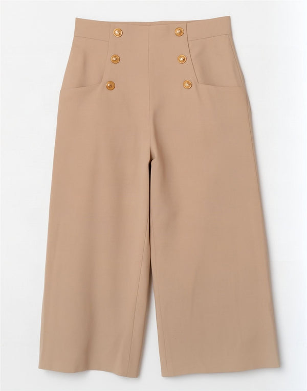 Pantaloni Capri pentru femei cu picioare largi Zara Mediu L28 L22 Poliester bej