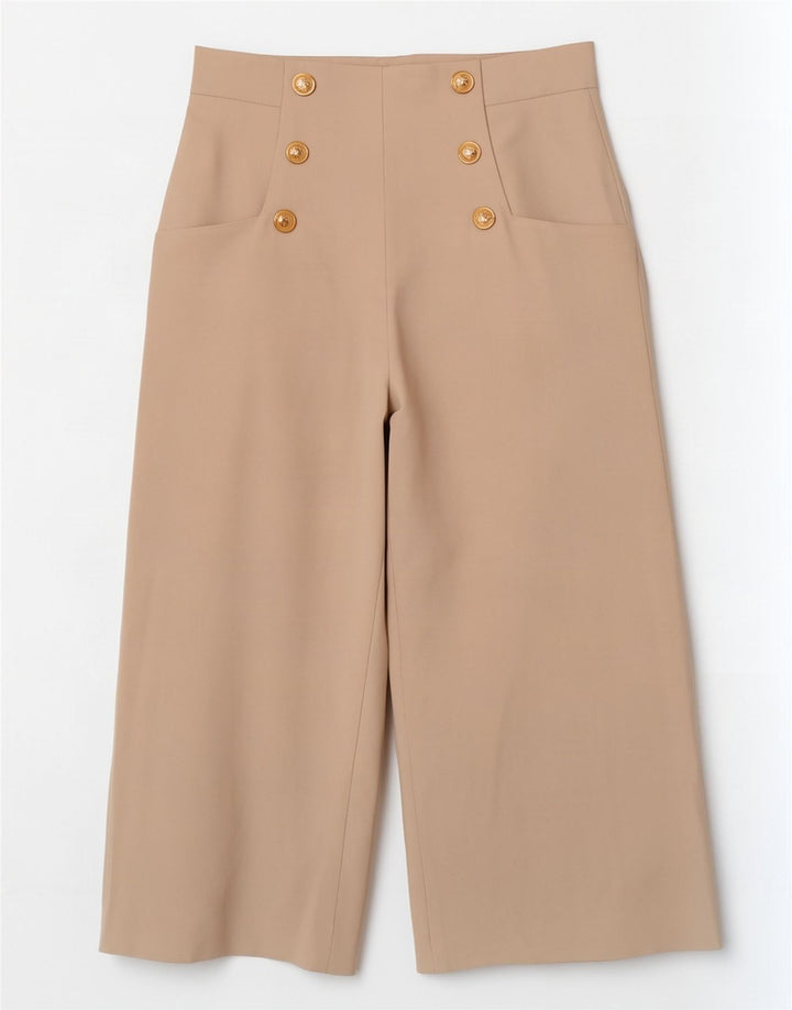Pantaloni Capri pentru femei cu picioare largi Zara Mediu L28 L22 Poliester bej