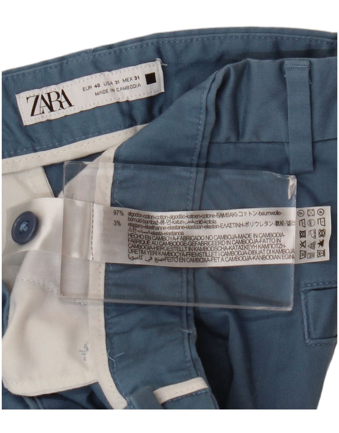 Pantaloni scurți chino pentru bărbați Zara EU 40 Medium W31 Bumbac albastru