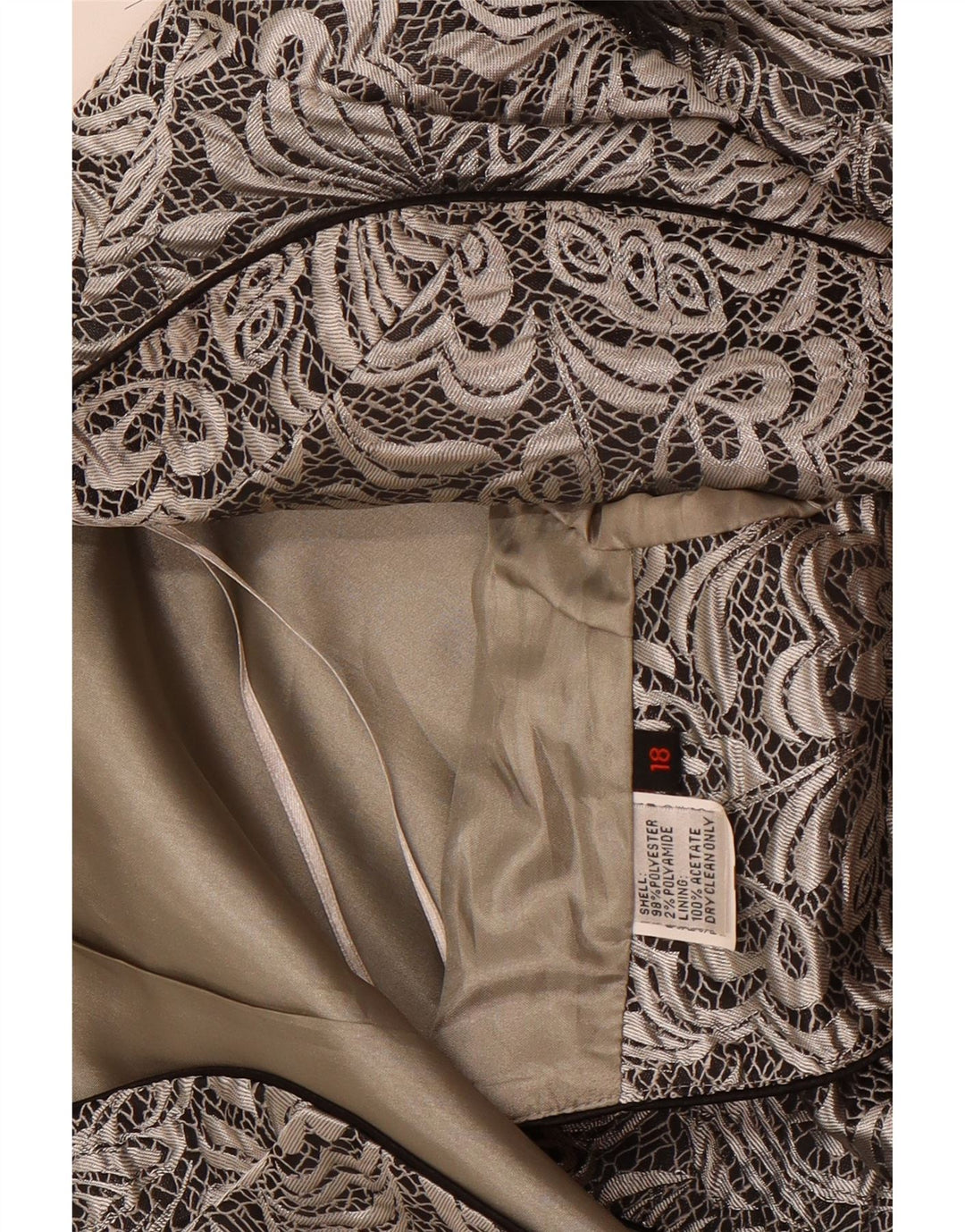 Jachetă Bolero Vintage pentru femei UK 18 XL Gri, Floral, Poliester