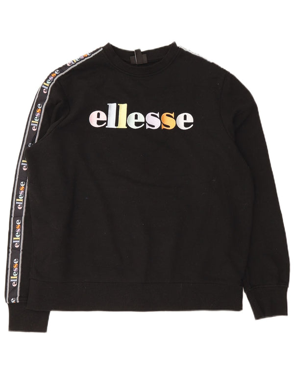 Pulover supradimensionat cu grafic pentru femei Ellesse UK 10 Bumbac negru mic
