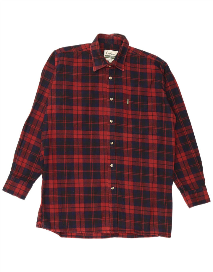 Cămașă de flanel pentru bărbați VINTAGE, cu ajustare confortabilă, din bumbac cu carouri burgundy mediu