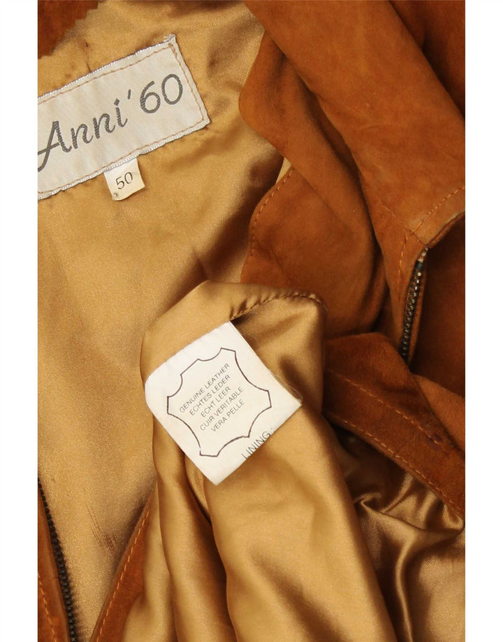 Jachetă vintage pentru bărbați din piele intoarsa IT 50 mare maro din piele