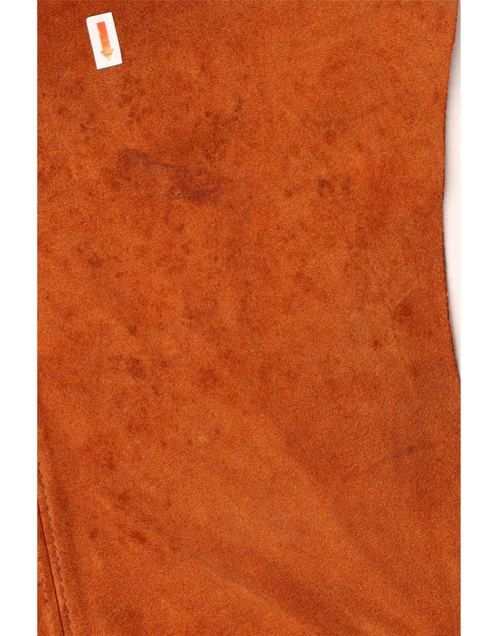 Vestă vintage pentru femei de piele intoarsa UK 18 XL maro Western