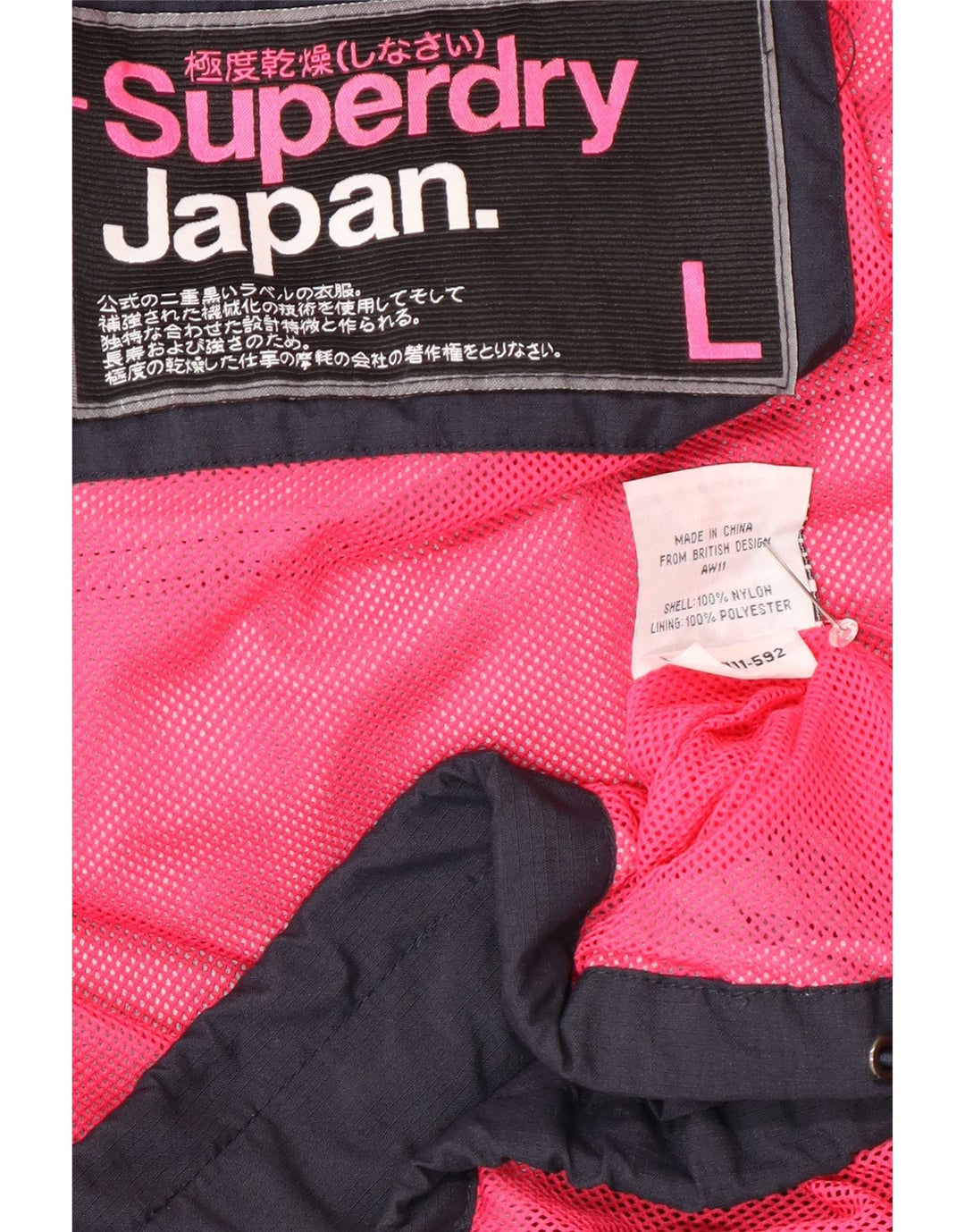 Jachetă Windbreaker pentru femei Superdry UK 16 mare nailon bleumarin