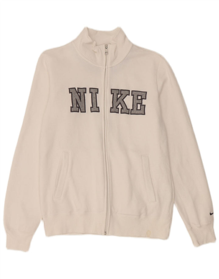 Jachetă de top pentru trening Nike pentru femei, UK 14, bumbac alb mediu