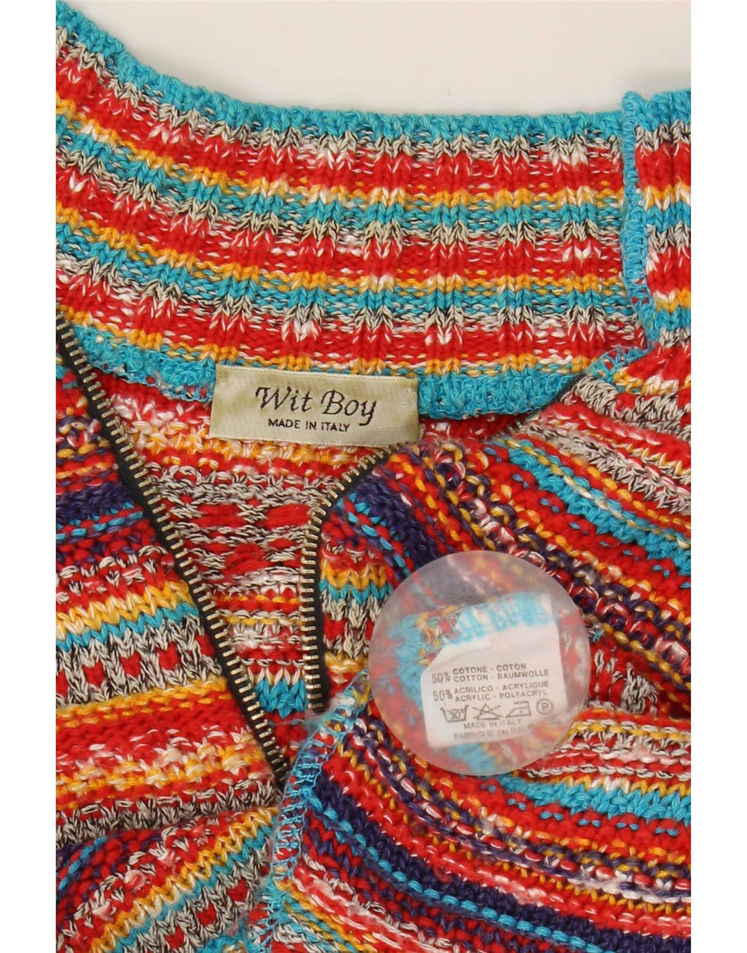 Wit Boy Pulover Crop Cardigan pentru Femei UK 12 Mediu Multicolore în dungi
