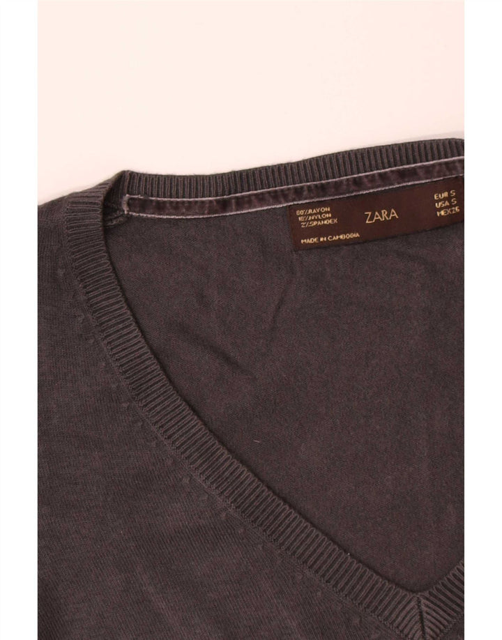 Pulover cu decolteu în V Zara pentru femei UK 8 Small Gri