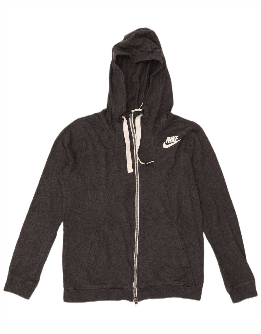 Pulover Nike pentru femei, cu fermoar, UK 14, poliester, gri mediu