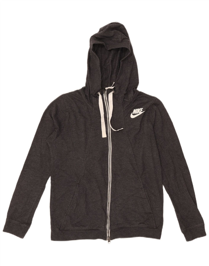 Pulover Nike pentru femei, cu fermoar, UK 14, poliester, gri mediu