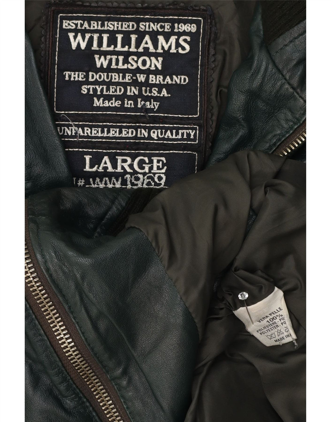 Jachetă de piele pentru bărbați Williams Wilson UK 40, mare, verde, din piele