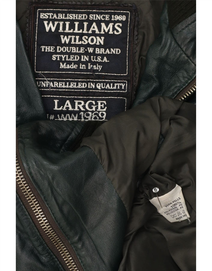 Jachetă de piele pentru bărbați Williams Wilson UK 40, mare, verde, din piele