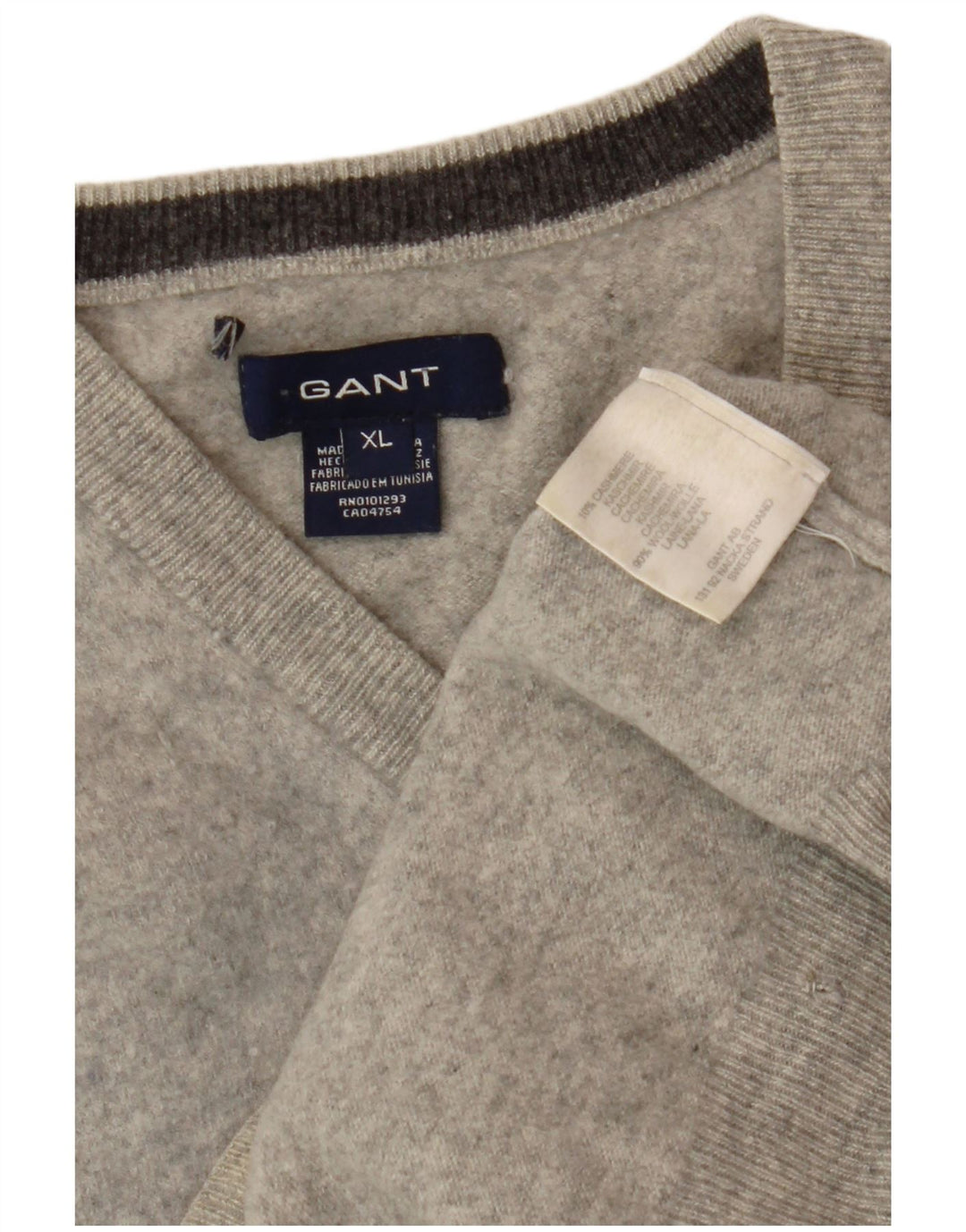 Pulover pentru femei Gant cu decolteu în V UK 18 XL Lână gri