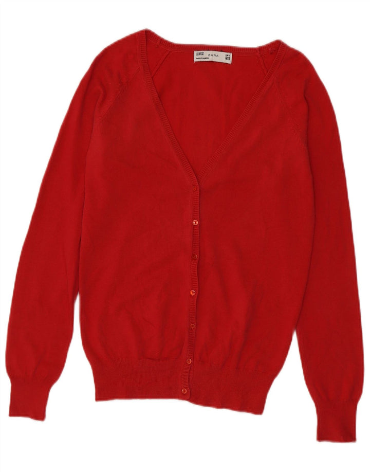 Pulover cardigan pentru femei Zara UK 12, bumbac roșu mediu