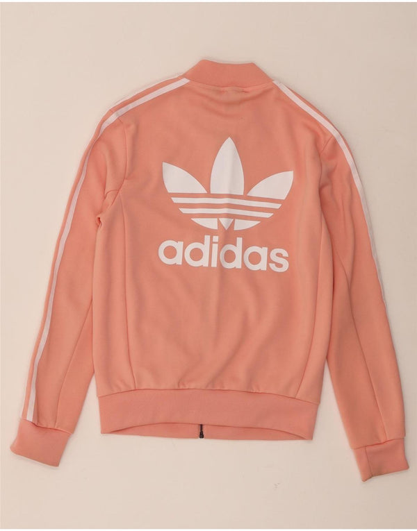 Jachetă de top pentru trening grafic Adidas pentru femei UK 6 XS Poliester portocaliu