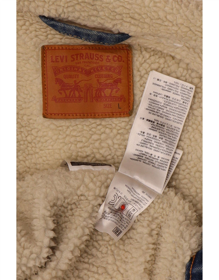 Jachetă pentru bărbați Levi's denim Sherpa UK 40, mare, albastru, bumbac