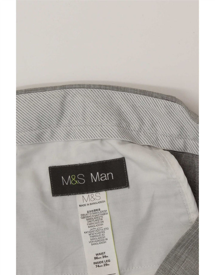 Pantaloni de costum pentru bărbați Marks & Spencer L32 L29 Gri poliester