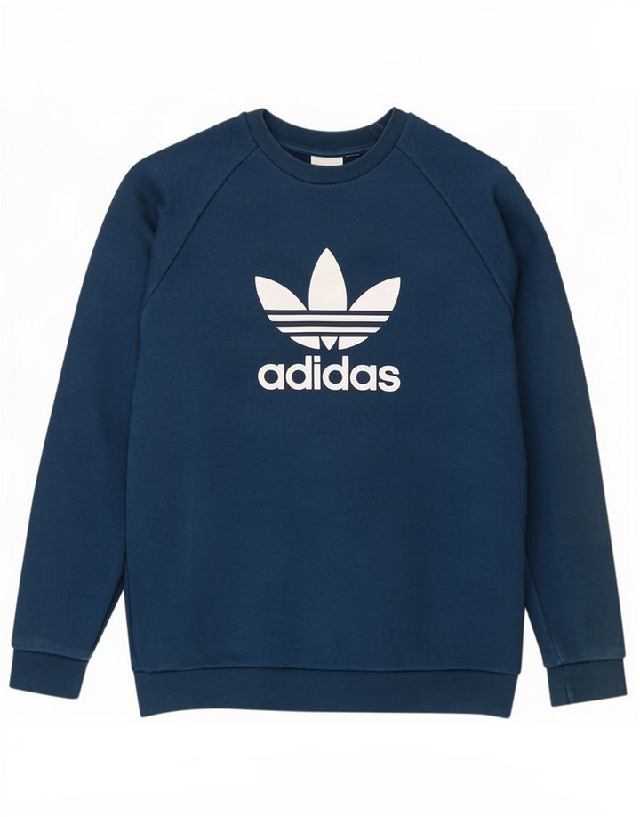Hanorac grafic pentru bărbați Adidas Jumper, bumbac albastru mediu