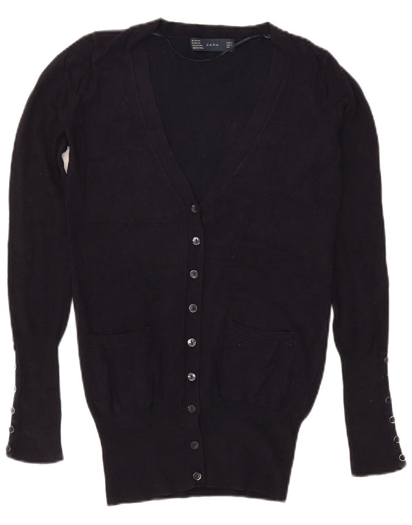 Zara Womens Cardigan Sweater UK 10 Small Navy Blue Rayon