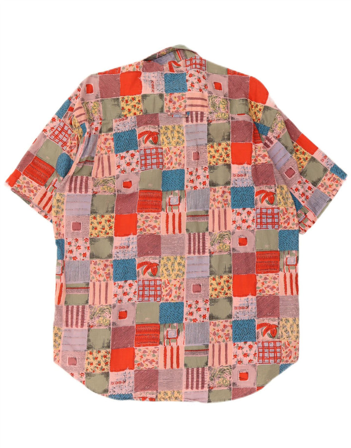 Cămașă vintage pentru bărbați cu mânecă scurtă, bumbac mozaic multicolor XL