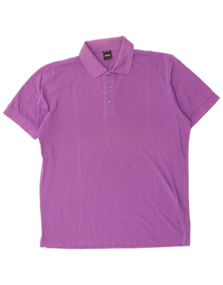 Tricou polo HUGO BOSS pentru bărbați din bumbac violet mediu