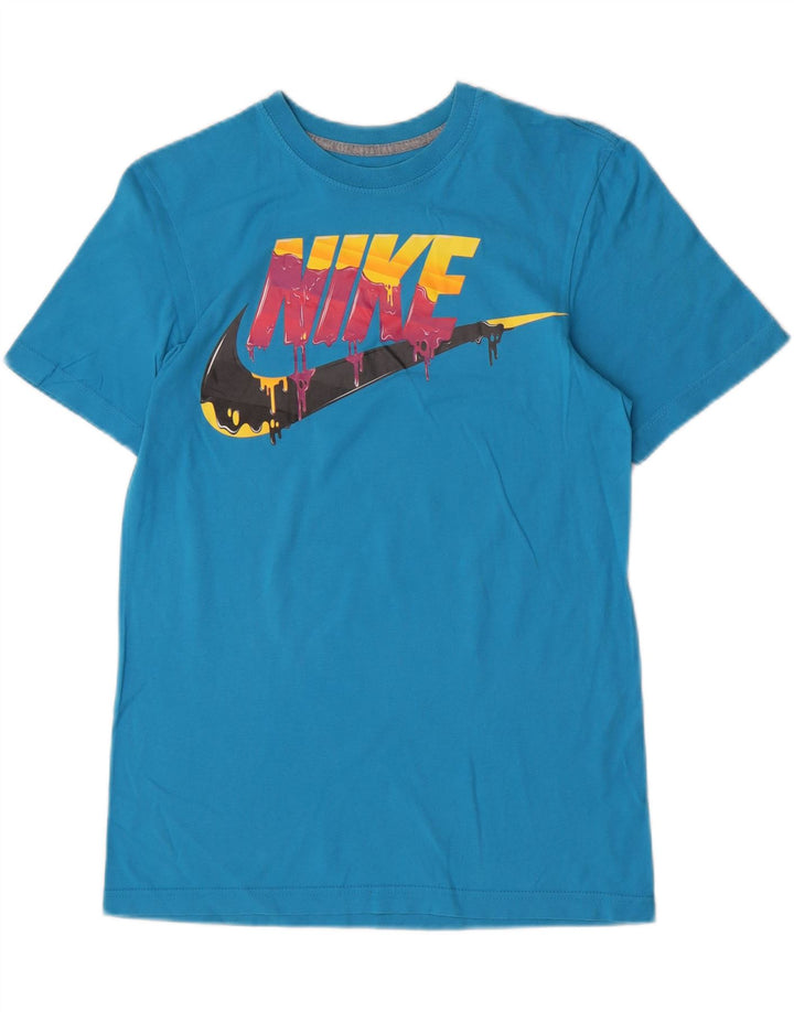 Tricou grafic pentru bărbați Nike Regular Fit Top mic, albastru, bumbac