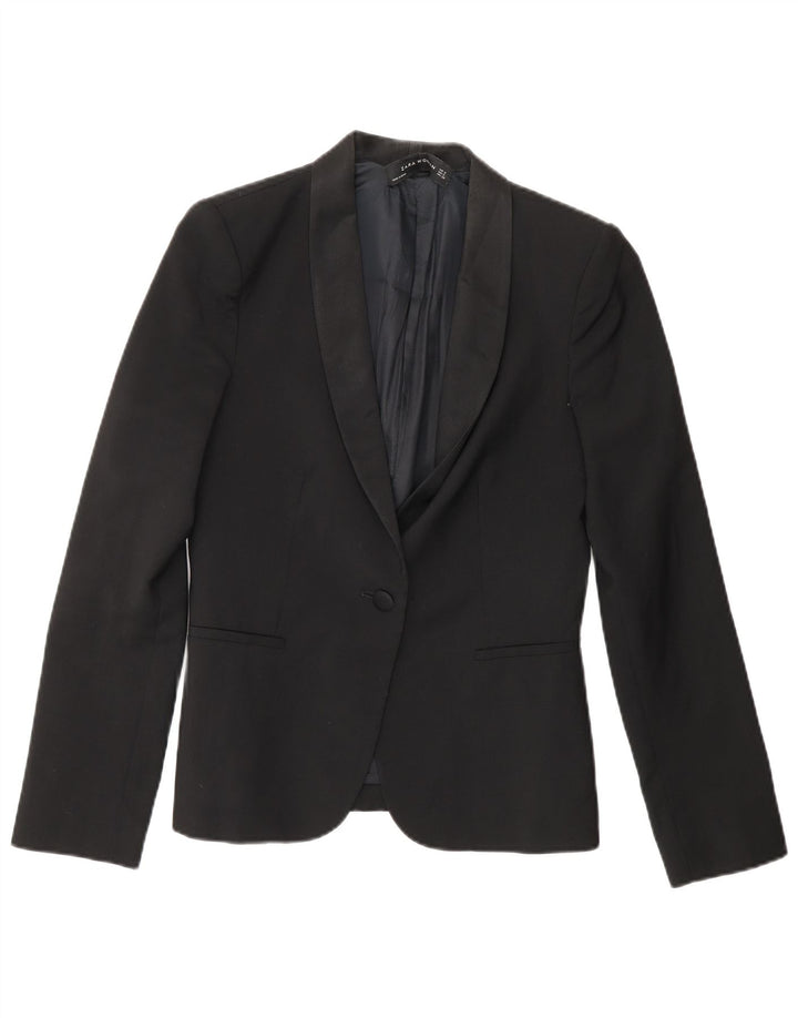 Sacou blazer pentru femei Zara, cu 1 nasture, UK 10 Mic Negru
