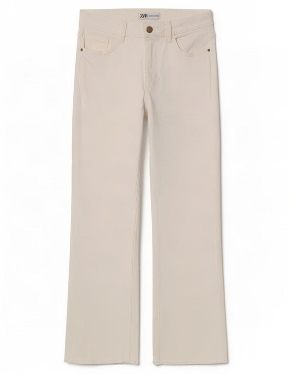 Blugi Drepți Femei Zara EU 36 XS W26 L26 Bumbac Alb