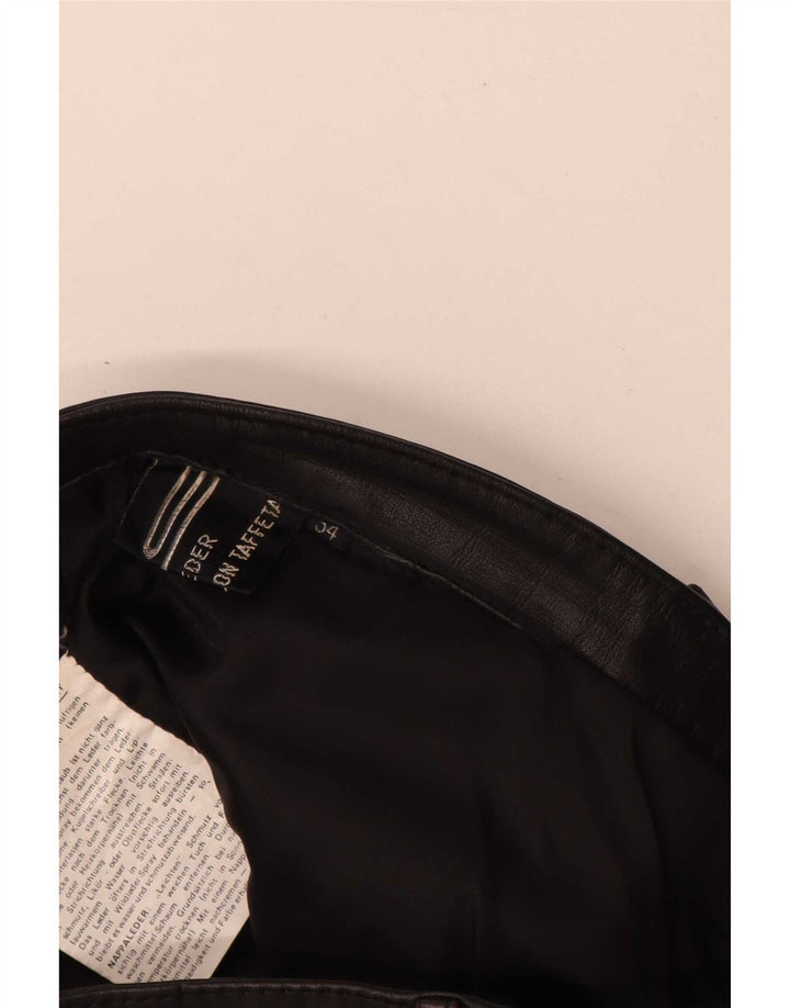 Pantaloni drepți din piele vintage pentru bărbați W34 L32 negri