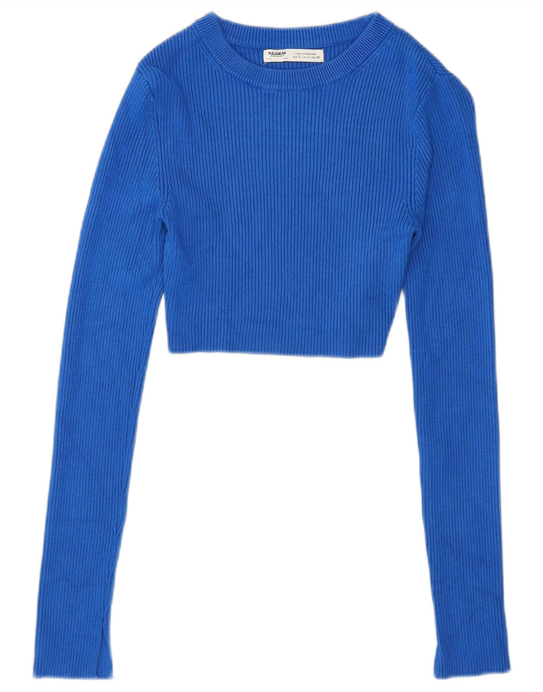 Pulover Pull & Bear pentru damă, crop, cu gât de barcă, UK 8 Small Blue