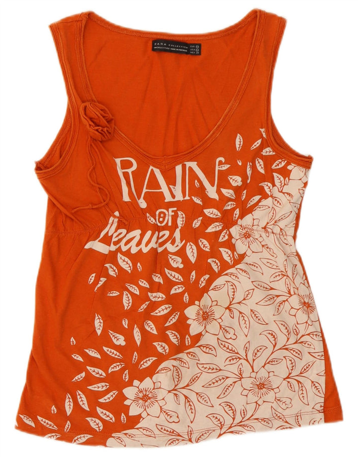 Top cu vestă grafică pentru femei Zara UK 12 Medium Orange Floral
