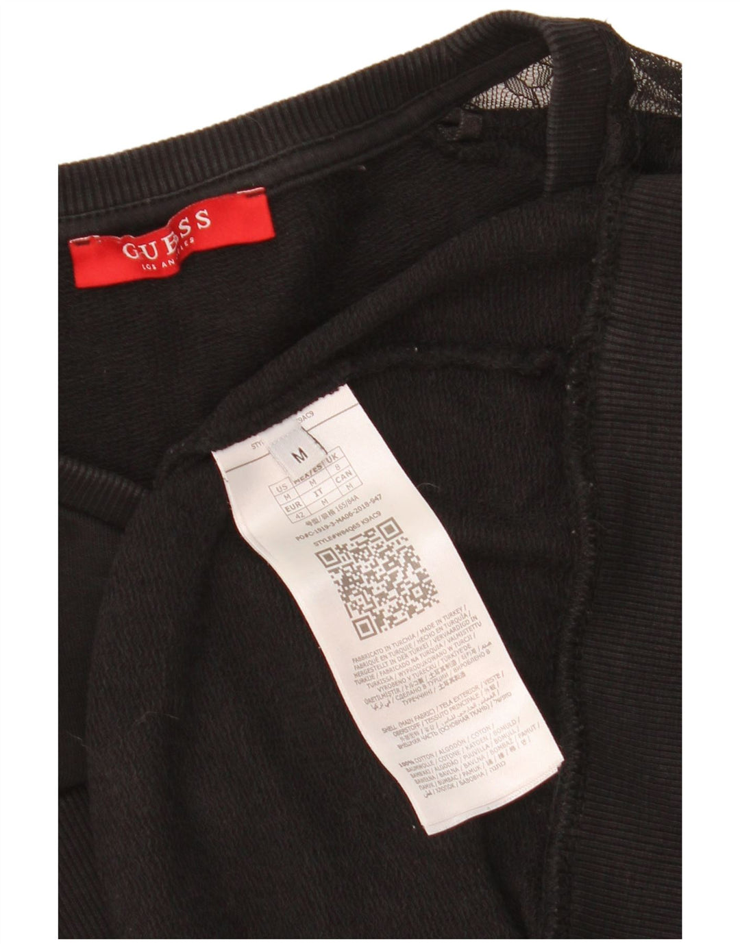 GUESS Womens Graphic Sweatshirt Jumper UK 8 Small Black Cotton