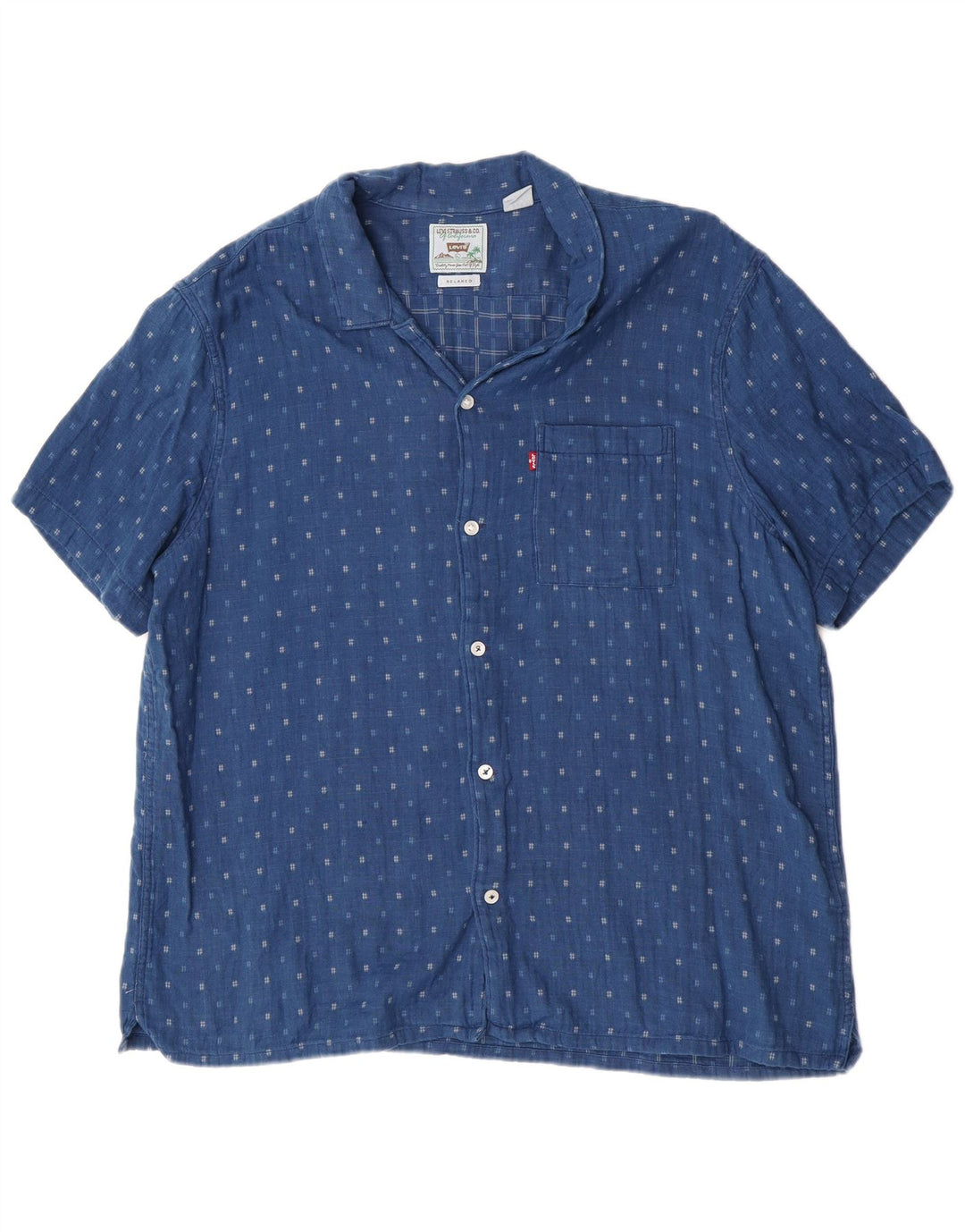Cămașă cu mânecă scurtă pentru bărbați Levi's, XL, bumbac cu pete albastre