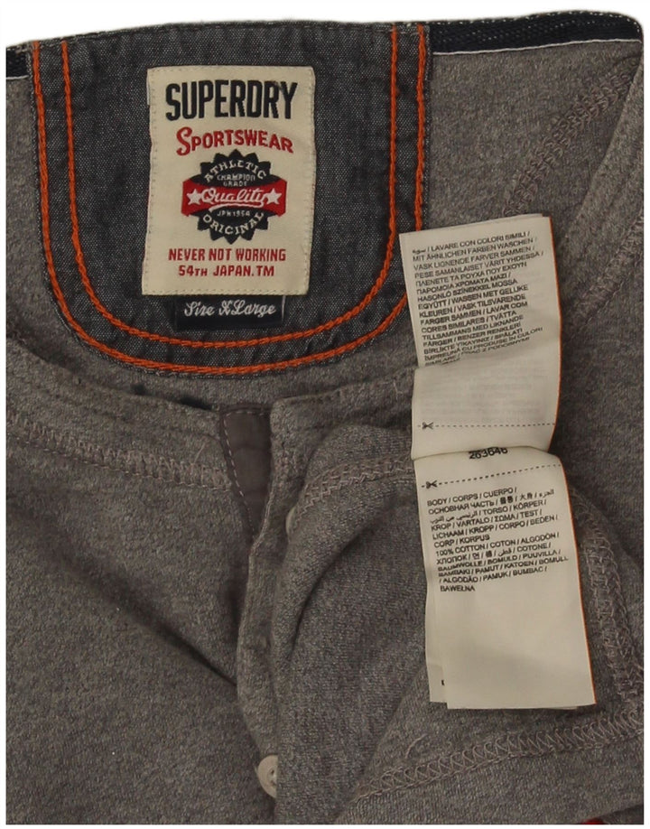 Top pentru bărbați Superdry cu mânecă lungă XL, bumbac gri