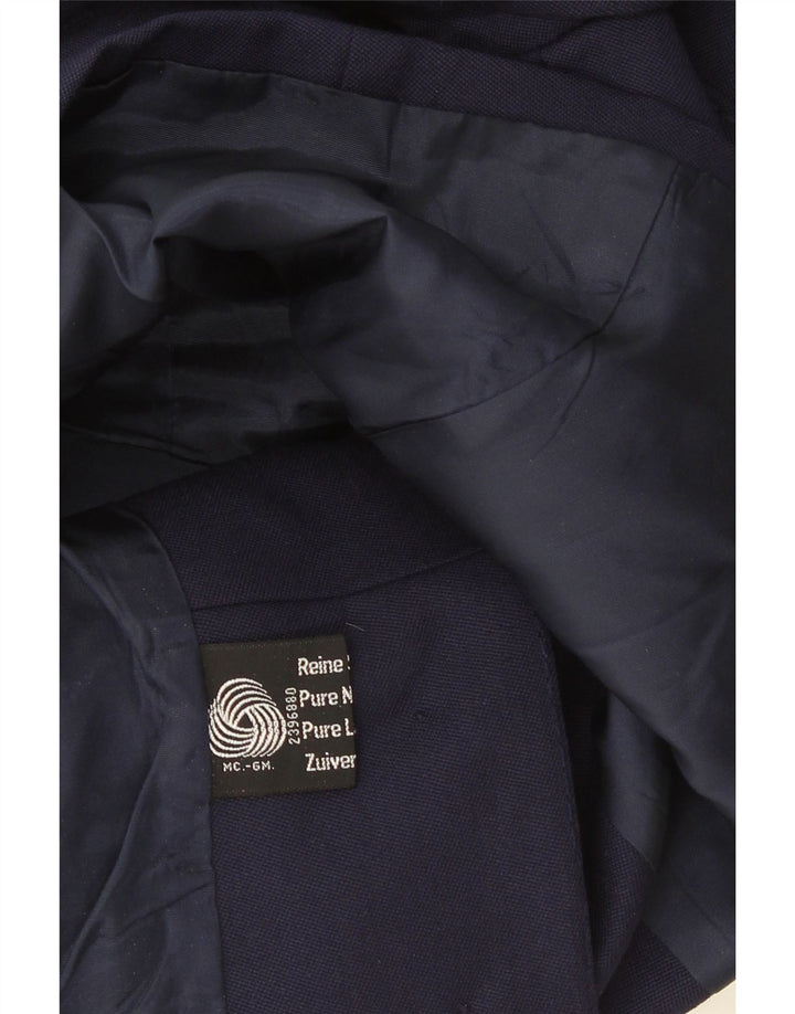 Jachetă vintage pentru femei crop cu 4 nasturi, UK 10, lână bleumarin mică