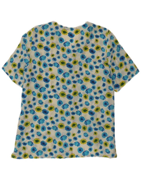 Bluză vintage cămașă cu mânecă scurtă pentru femei UK 16 mare, multicoloră, florală