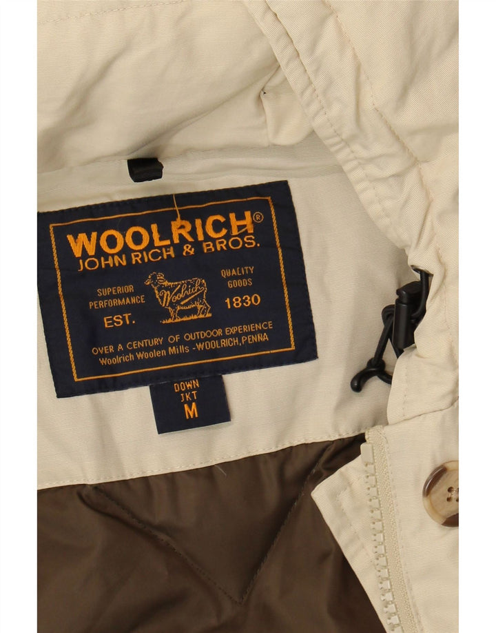 Palton căptușit cu glugă Woolrich pentru femei UK 14 Medium Off White