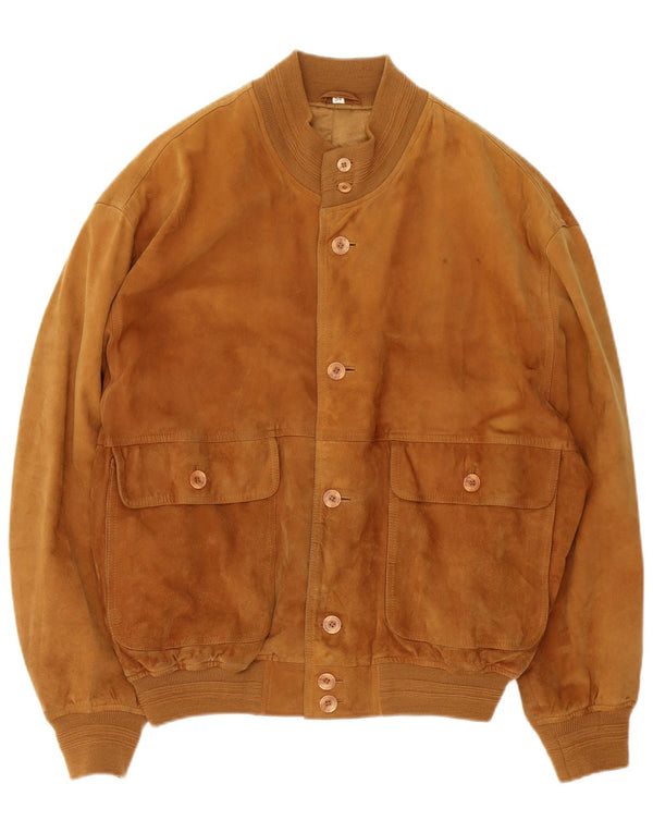 Jachetă Bomber Vintage pentru bărbați din piele intoarsa IT 54 2XL din piele maro