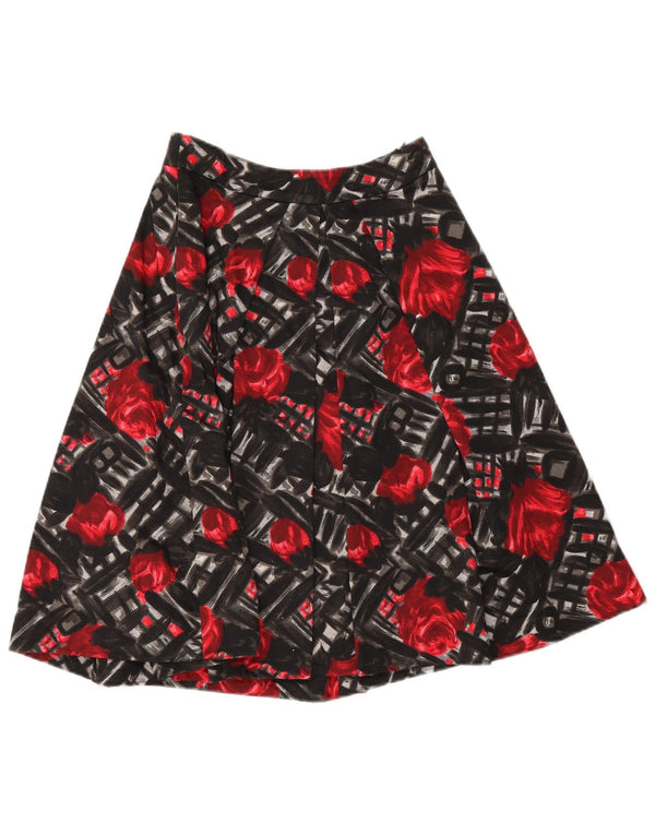 Fustă A-Line plisată pentru femei Sportmax UK 10 Small W28 Bumbac floral negru